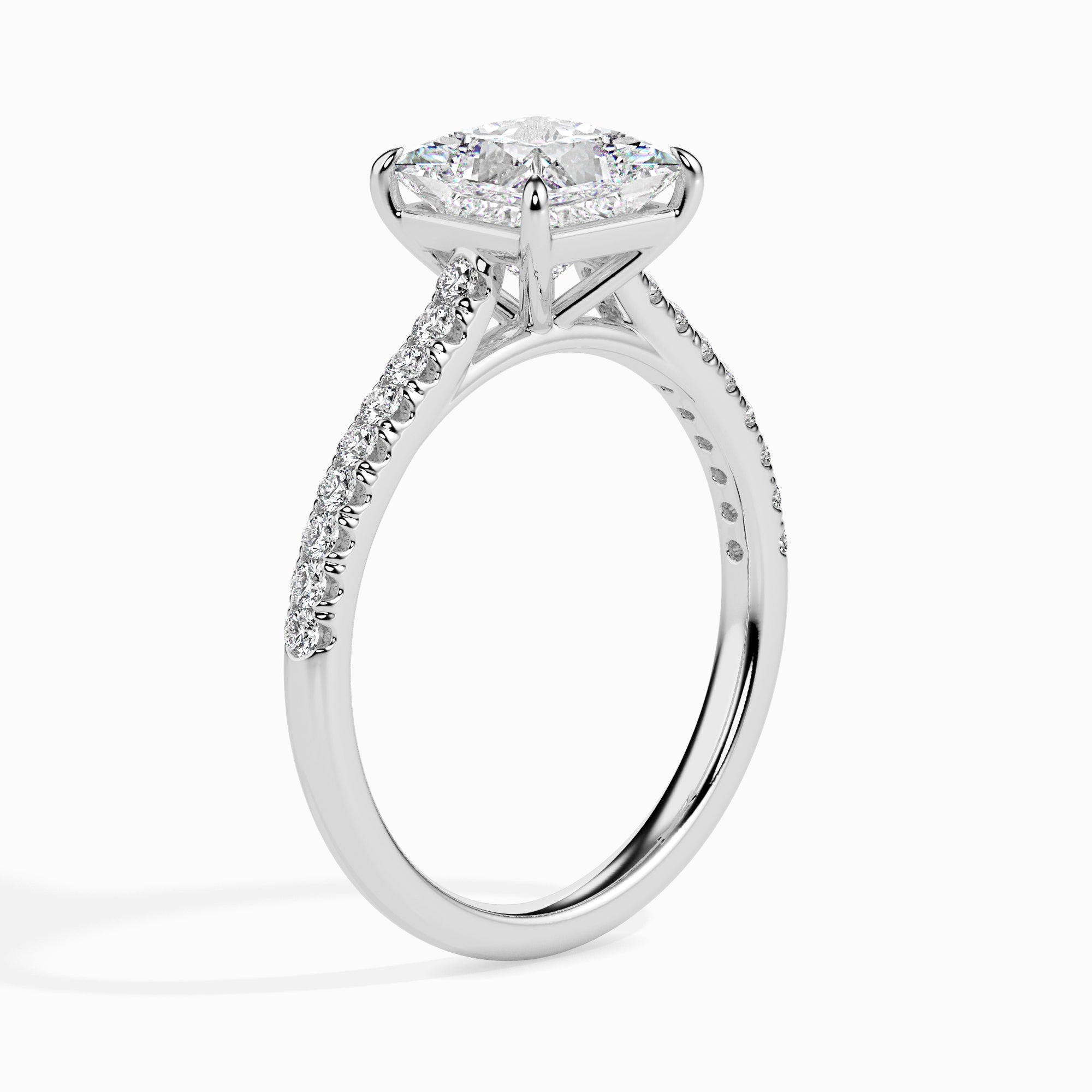 Princess Cut Prong Set Lab-Grown Diamond Gold Ring