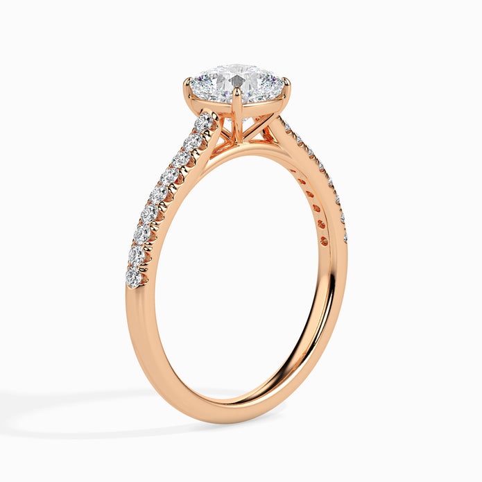 Cushion Cut Prong Set Lab-Grown Diamond Gold Ring