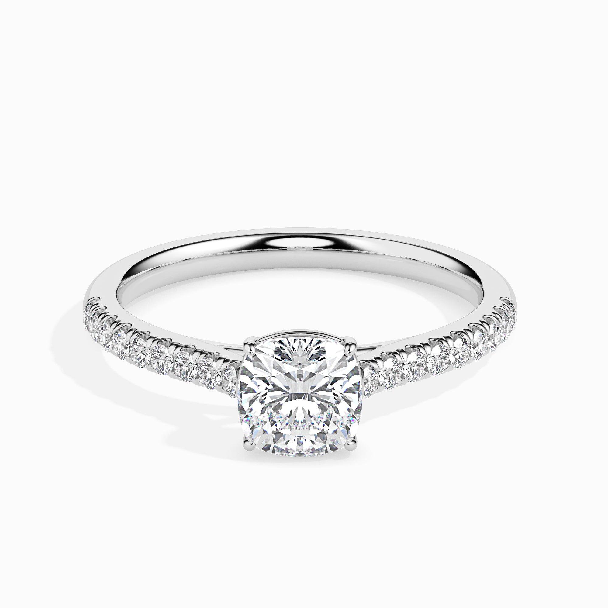 Cushion Cut Prong Set Lab-Grown Diamond Gold Ring