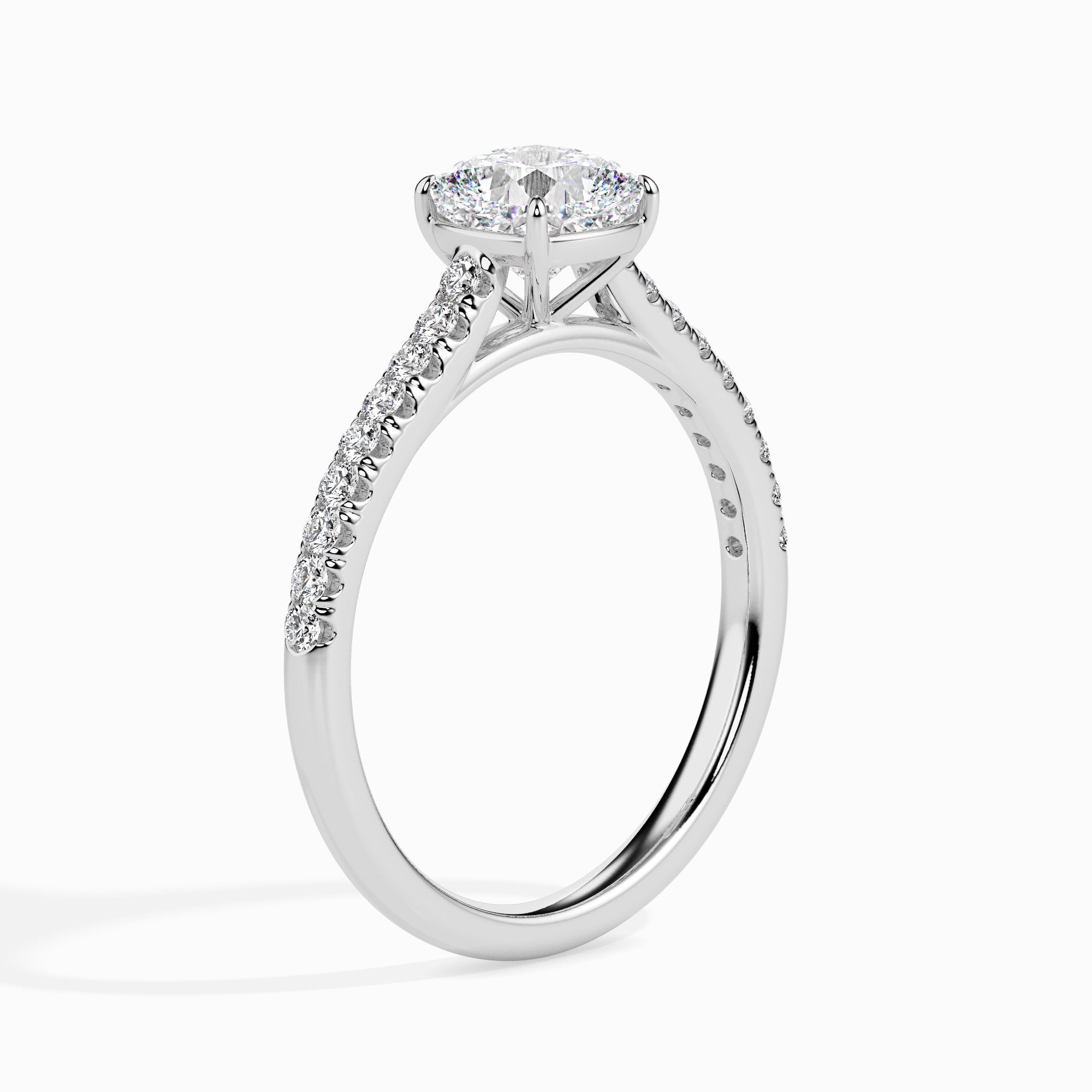 Cushion Cut Prong Set Lab-Grown Diamond Gold Ring