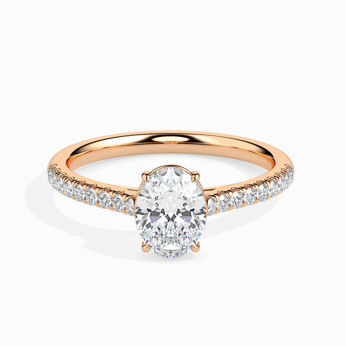 Oval Cut Prong Set Lab-Grown Diamond Gold Ring