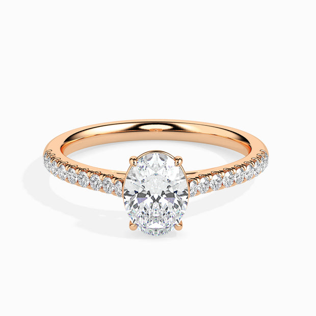 Oval Cut Prong Set Lab-Grown Diamond Gold Ring