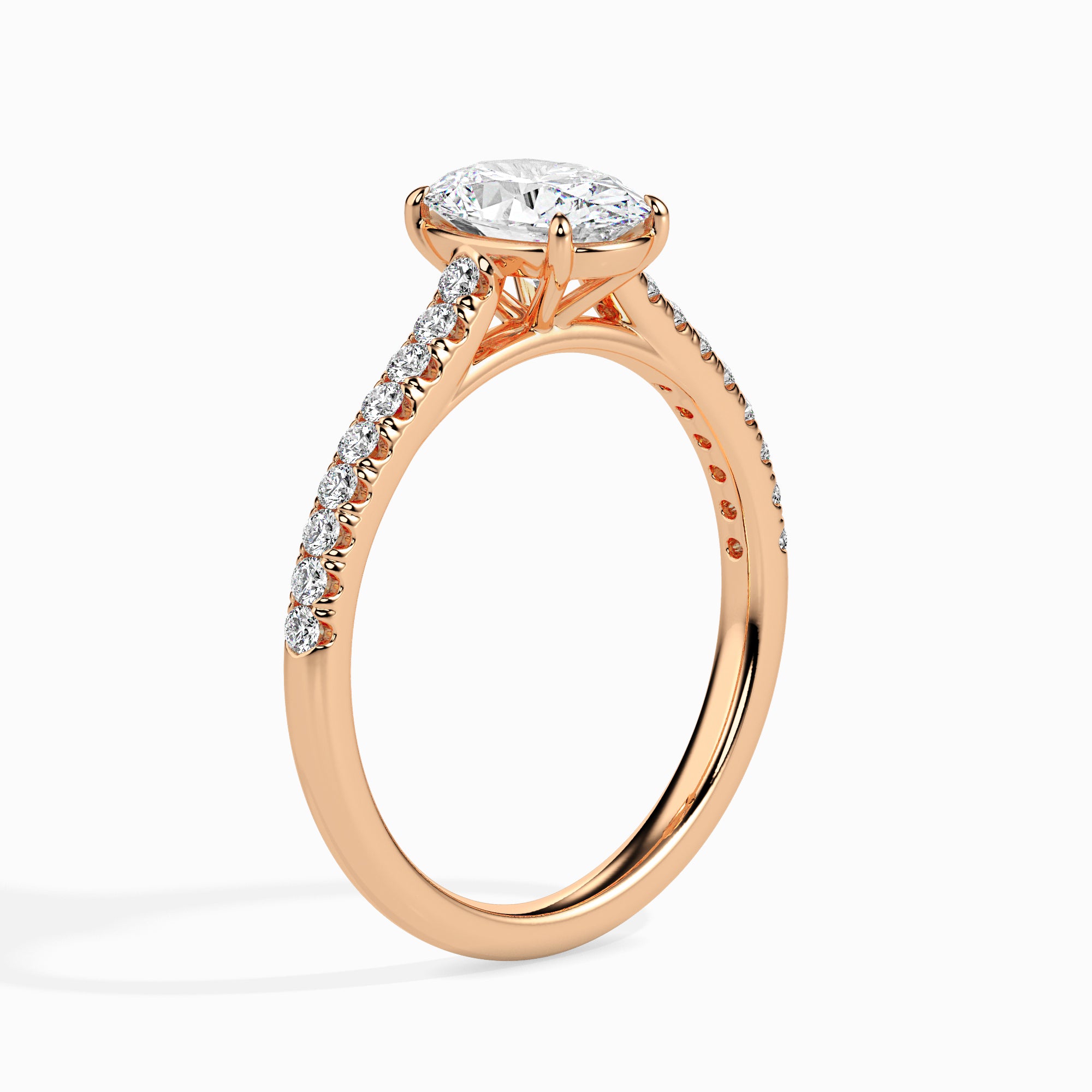 Oval Cut Prong Set Lab-Grown Diamond Gold Ring