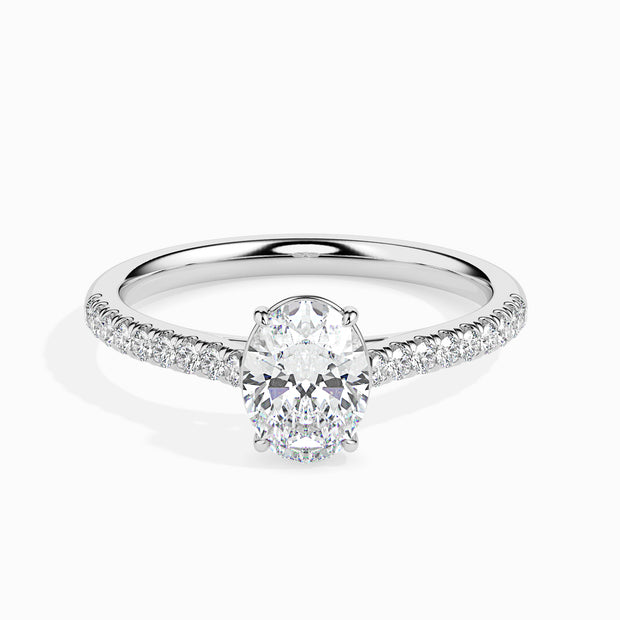 Oval Cut Prong Set Lab-Grown Diamond Gold Ring