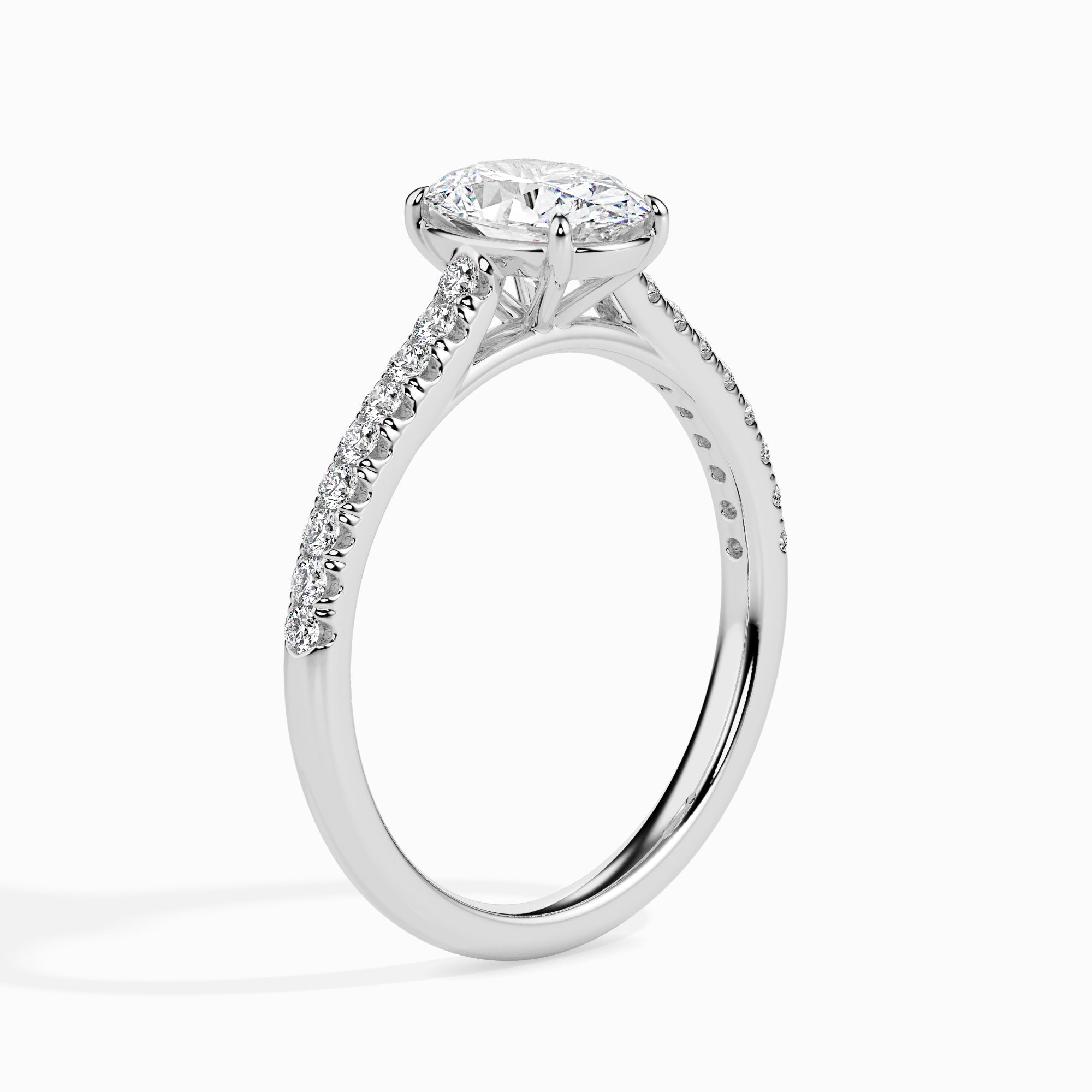 Oval Cut Prong Set Lab-Grown Diamond Gold Ring
