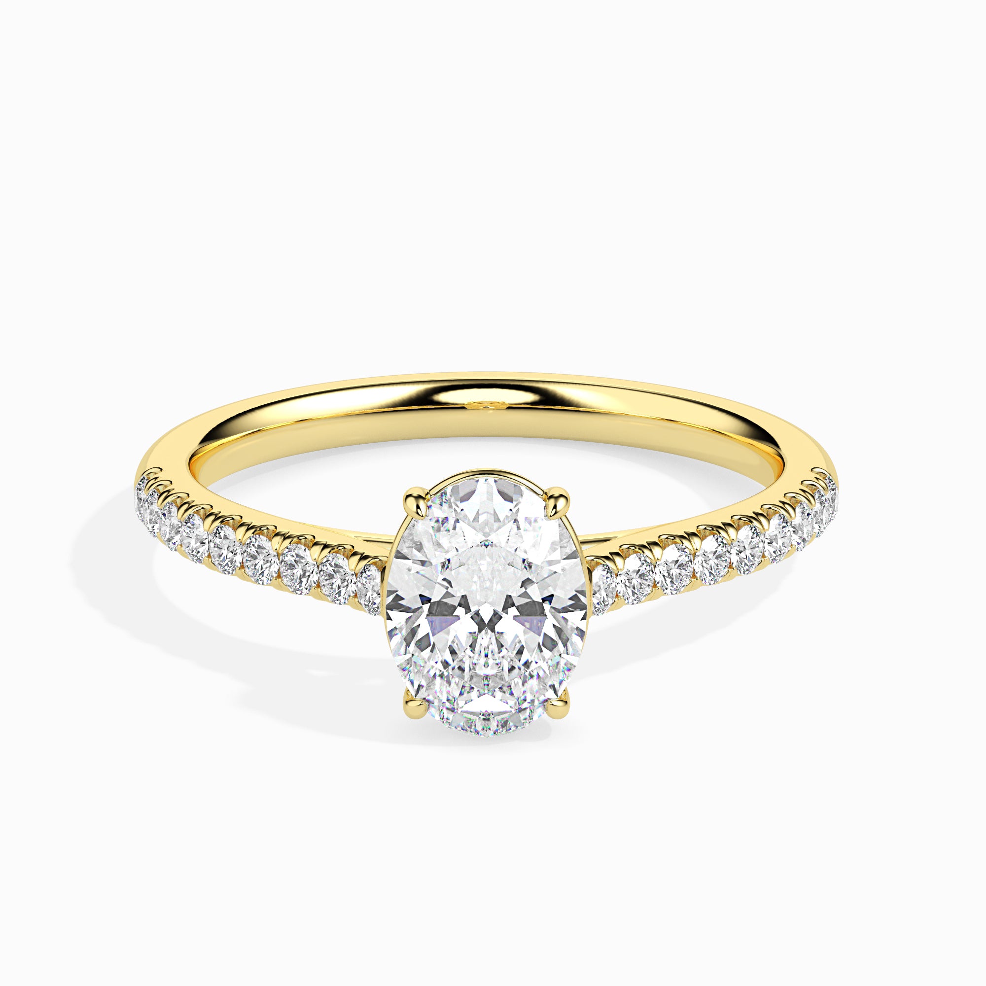 Oval Cut Prong Set Lab-Grown Diamond Gold Ring