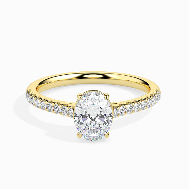 Oval Cut Prong Set Lab-Grown Diamond Gold Ring