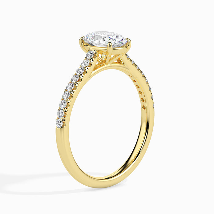 Oval Cut Prong Set Lab-Grown Diamond Gold Ring