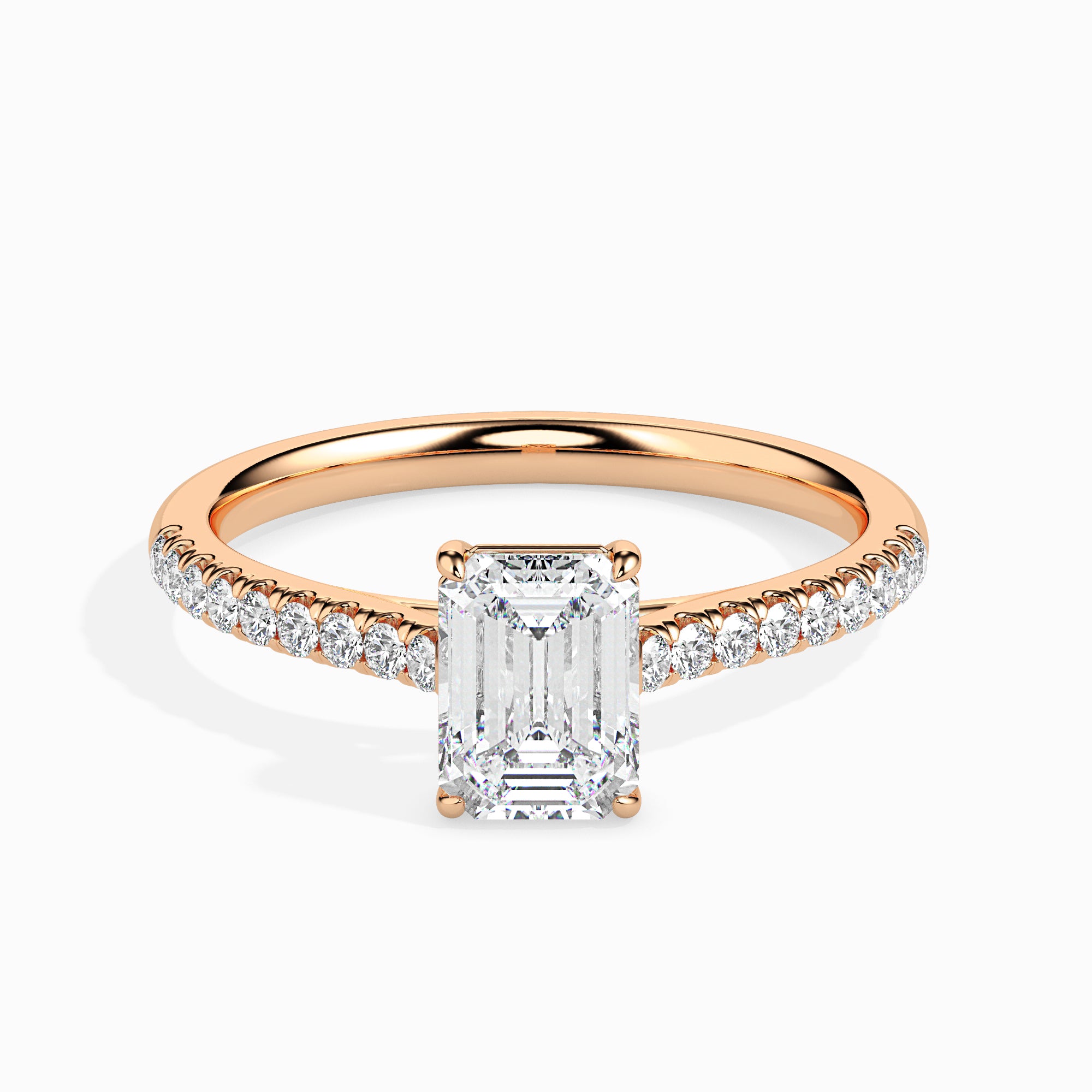 Emerald Cut Prong Set Lab-Grown Diamond Gold Ring