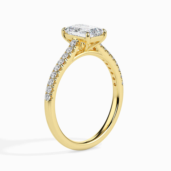 Emerald Cut Prong Set Lab-Grown Diamond Gold Ring