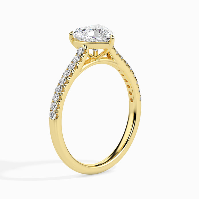 Heart Cut Prong Set Lab-Grown Diamond Gold Ring