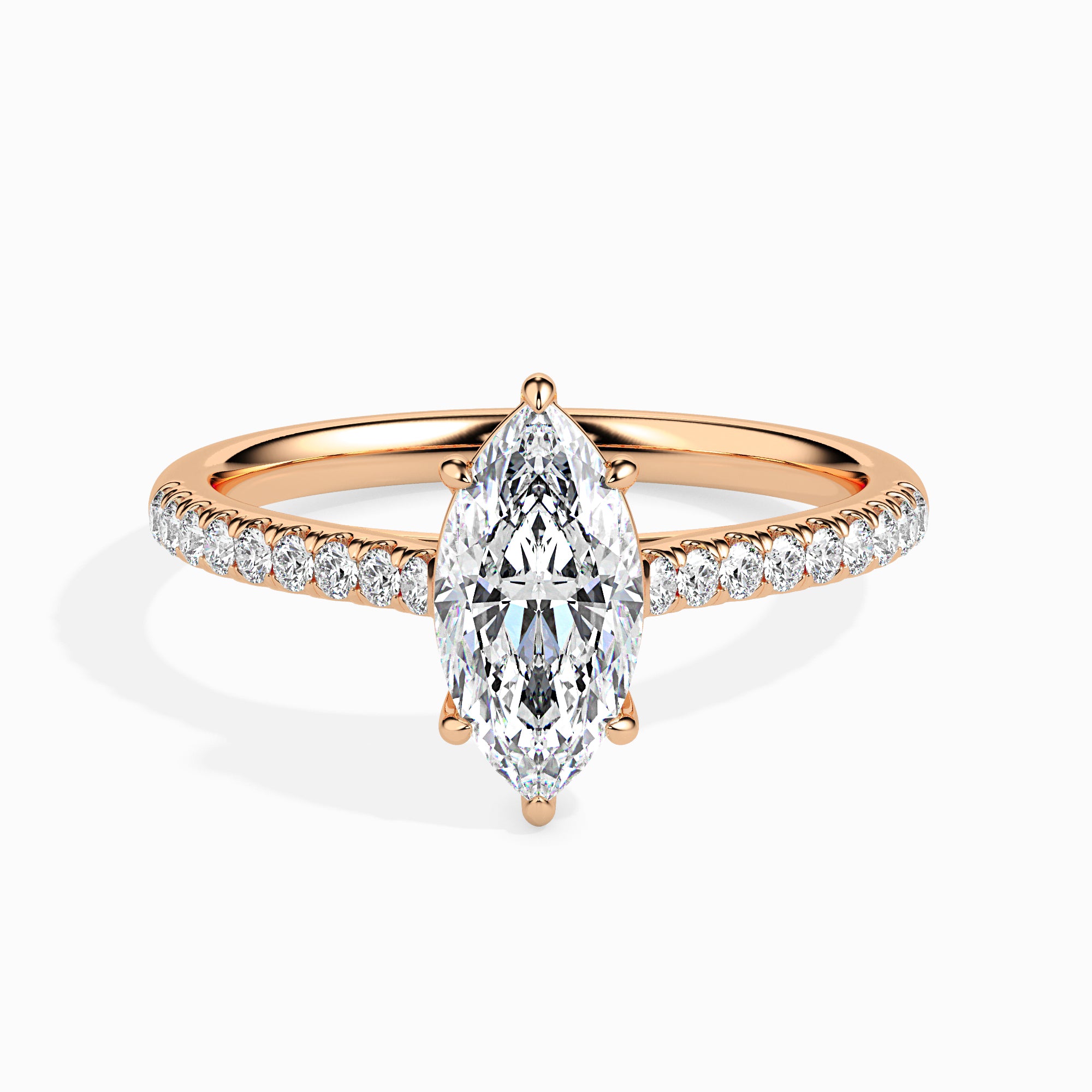 Marquise Cut Prong Set Lab-Grown Diamond Gold Ring