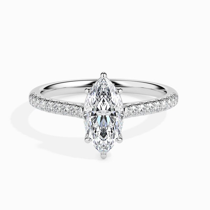 Marquise Cut Prong Set Lab-Grown Diamond Gold Ring