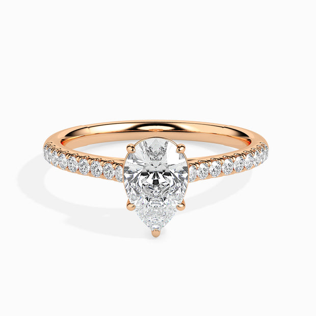 Pear Cut Prong Set Lab-Grown Diamond Gold Ring