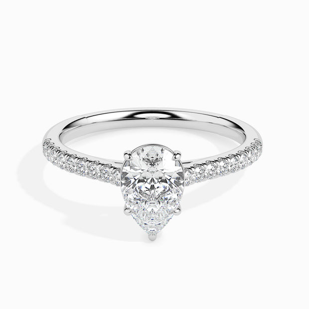 Pear Cut Prong Set Lab-Grown Diamond Gold Ring