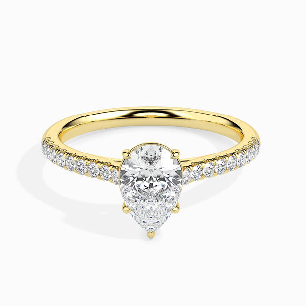 Pear Cut Prong Set Lab-Grown Diamond Gold Ring