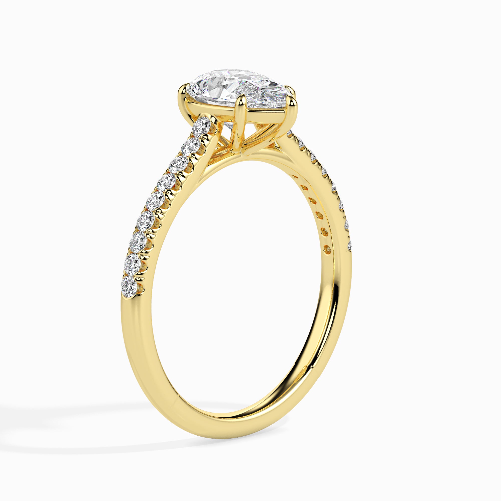 Pear Cut Prong Set Lab-Grown Diamond Gold Ring
