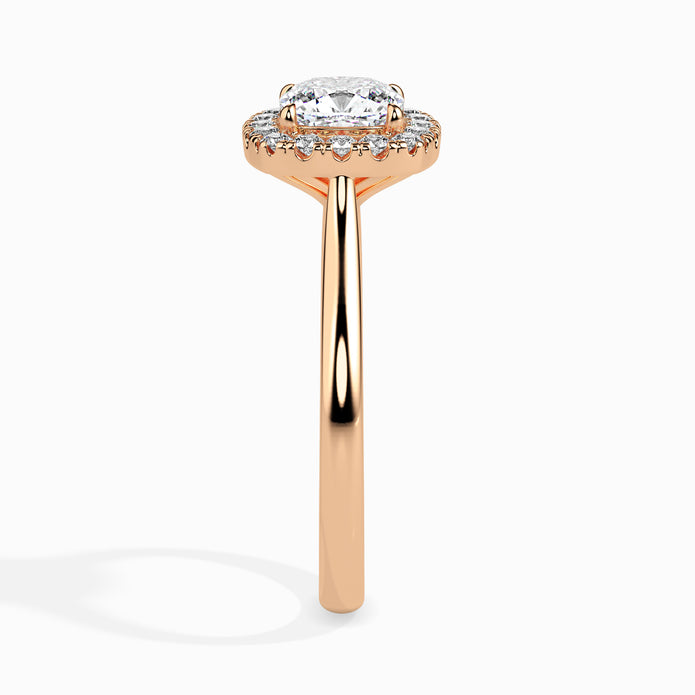 Cushion Cut Halo Lab-Grown Diamond Gold Ring