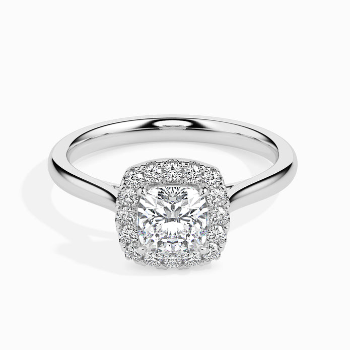 Cushion Cut Halo Lab-Grown Diamond Gold Ring