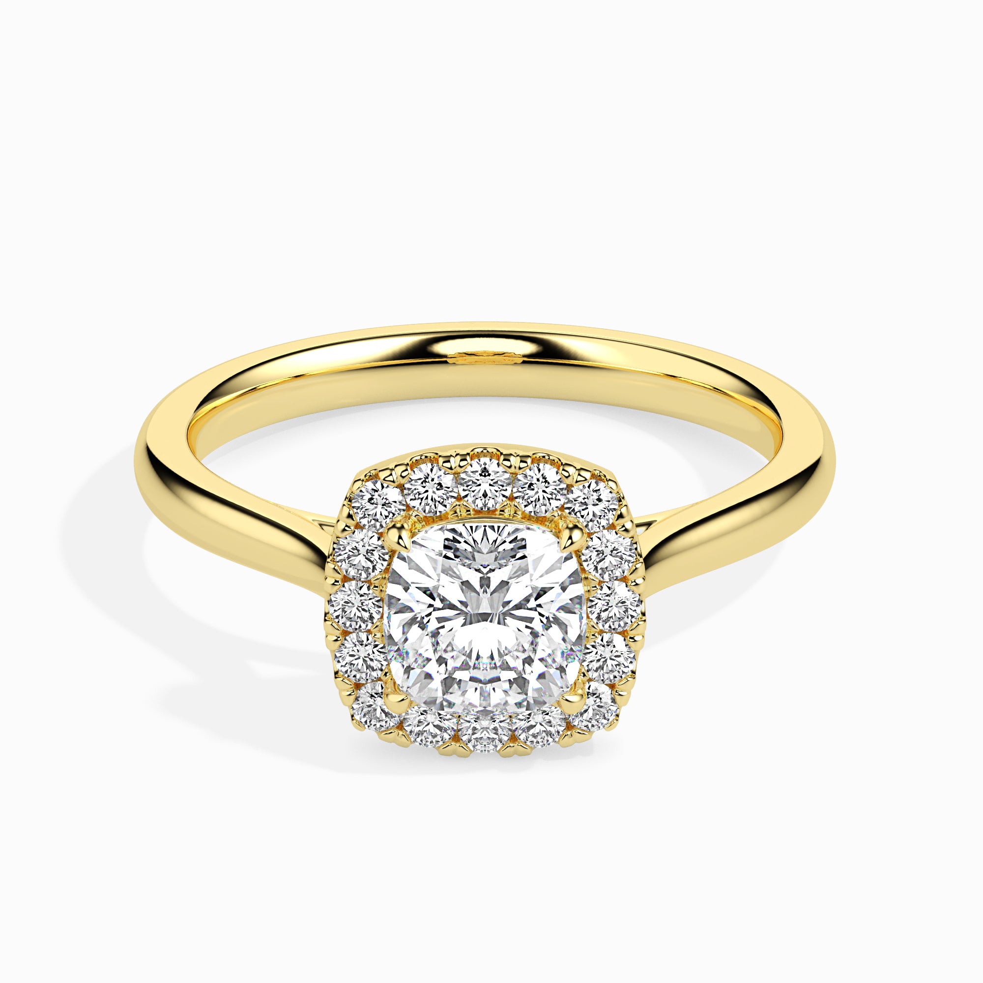Cushion Cut Halo Lab-Grown Diamond Gold Ring
