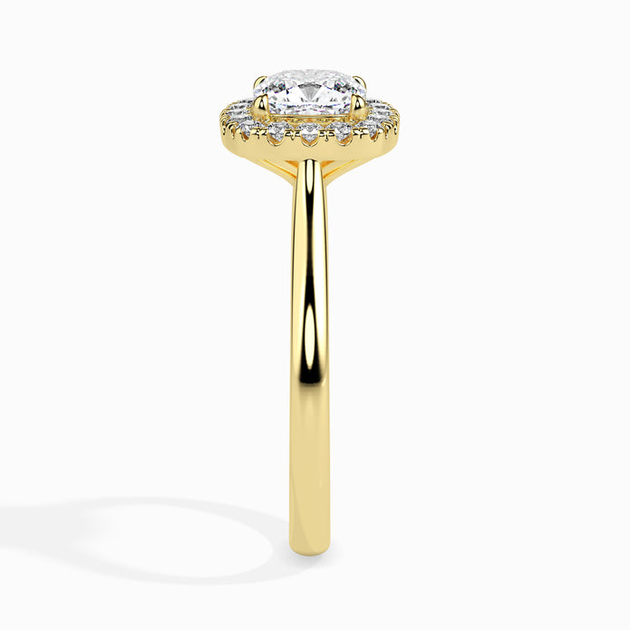 Cushion Cut Halo Lab-Grown Diamond Gold Ring