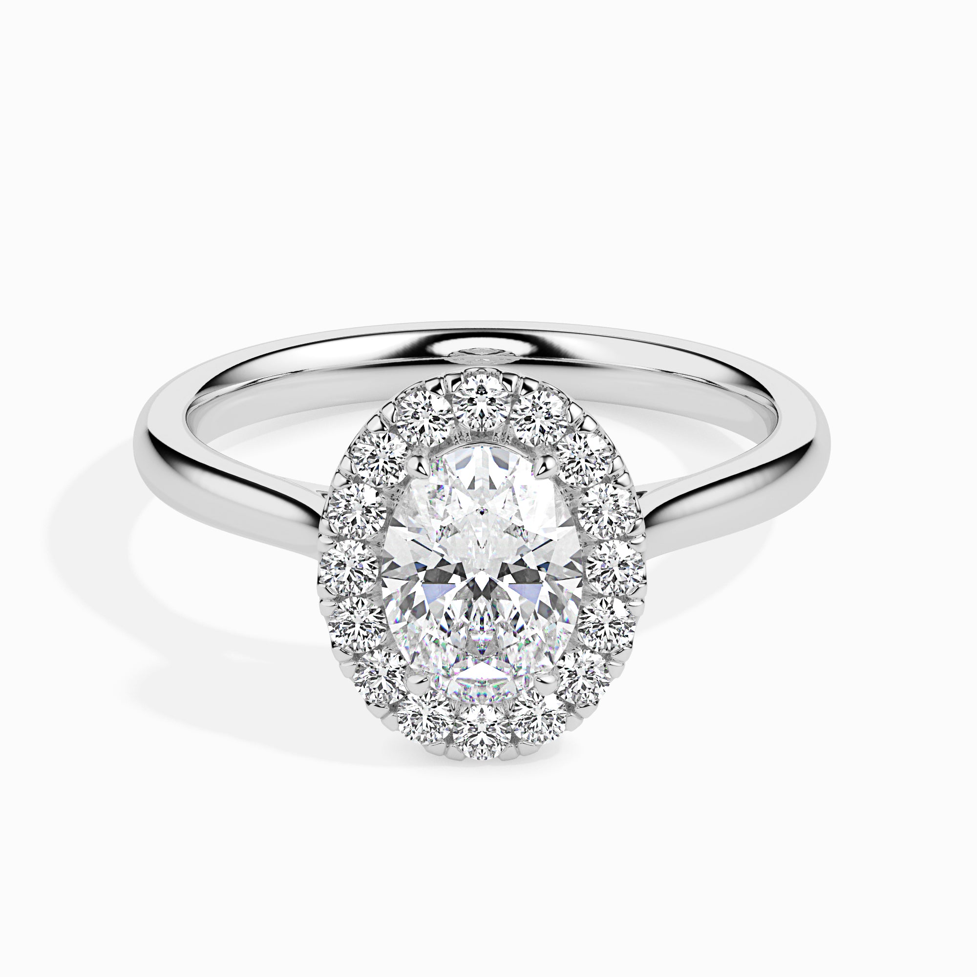 Oval Cut Halo Lab-Grown Diamond Gold Ring