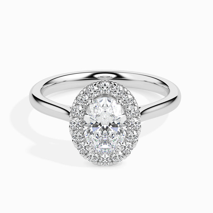 Oval Cut Halo Lab-Grown Diamond Gold Ring