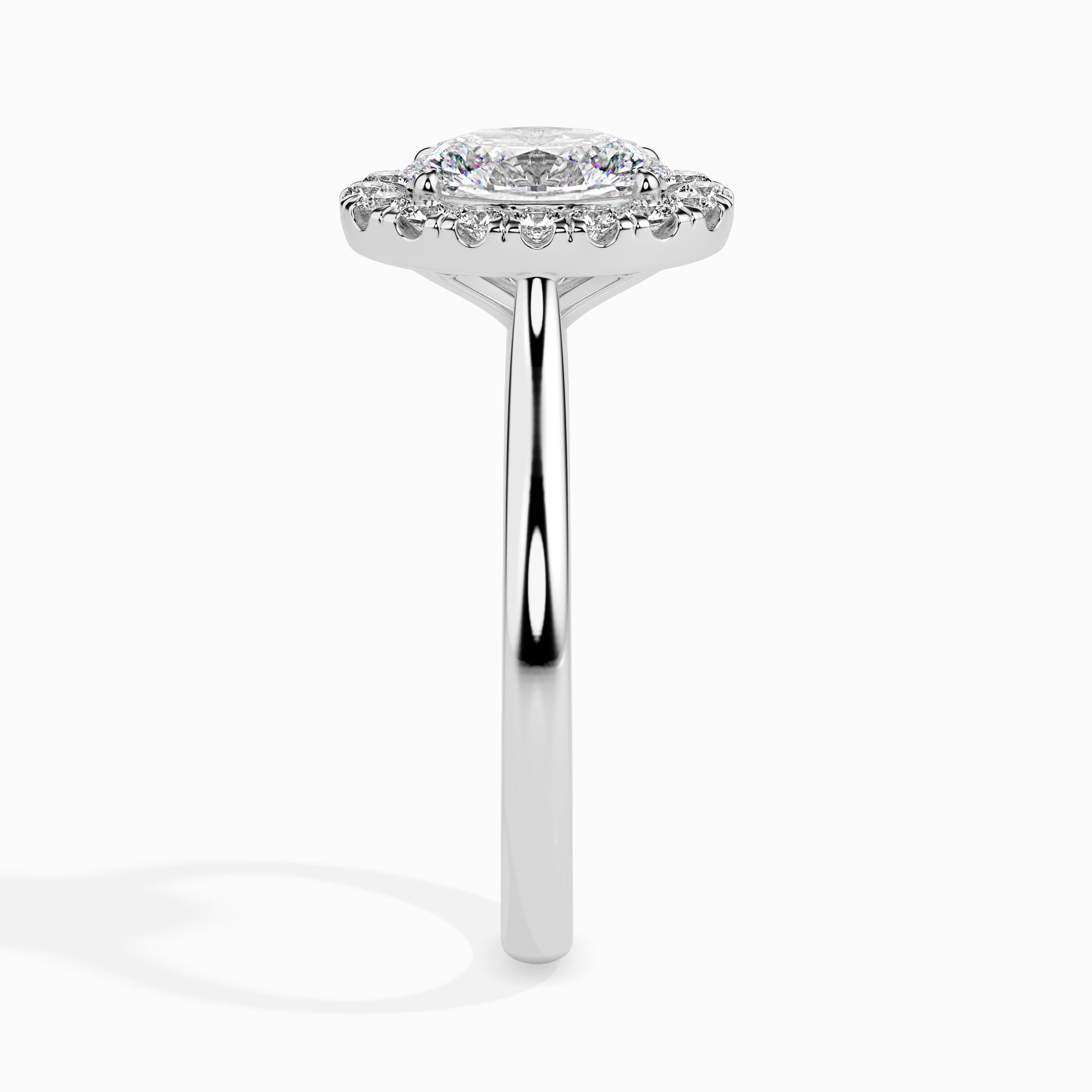 Oval Cut Halo Lab-Grown Diamond Gold Ring