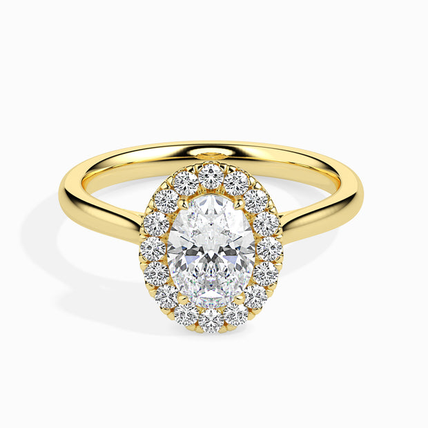 Oval Cut Halo Lab-Grown Diamond Gold Ring