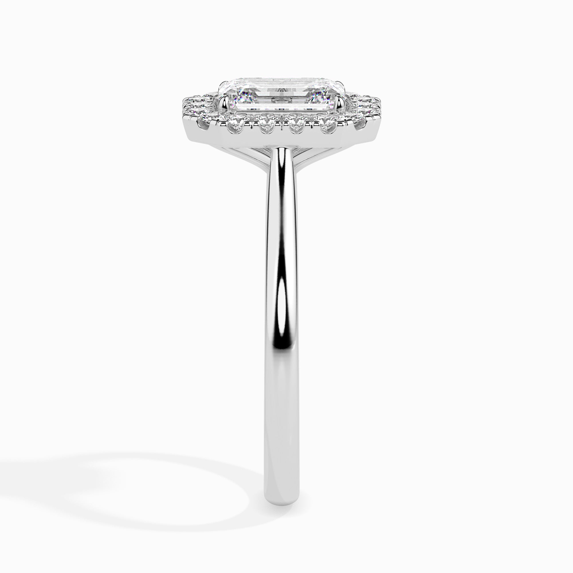Emerald Cut Halo Lab-Grown Diamond Gold Ring