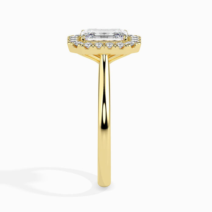 Emerald Cut Halo Lab-Grown Diamond Gold Ring