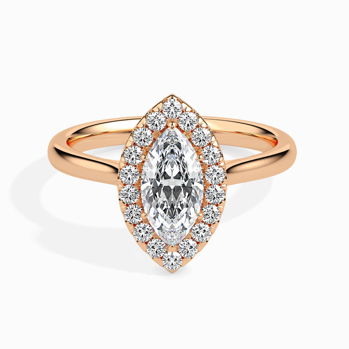 Marquise Cut Halo Lab-Grown Diamond Gold Ring