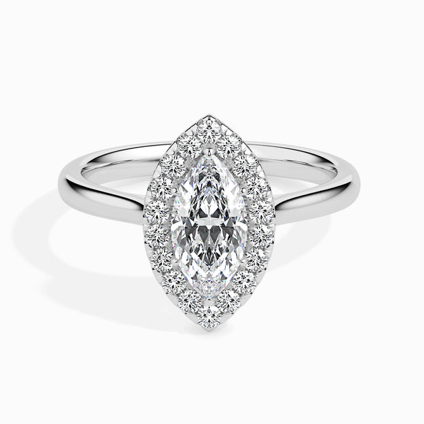 Marquise Cut Halo Lab-Grown Diamond Gold Ring