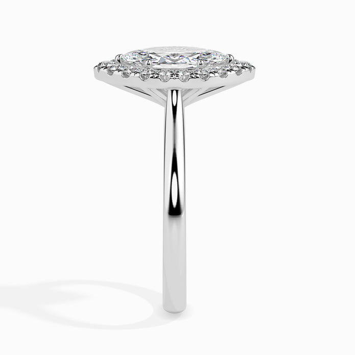 Marquise Cut Halo Lab-Grown Diamond Gold Ring