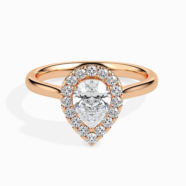 Pear Cut Halo Lab-Grown Diamond Gold Ring