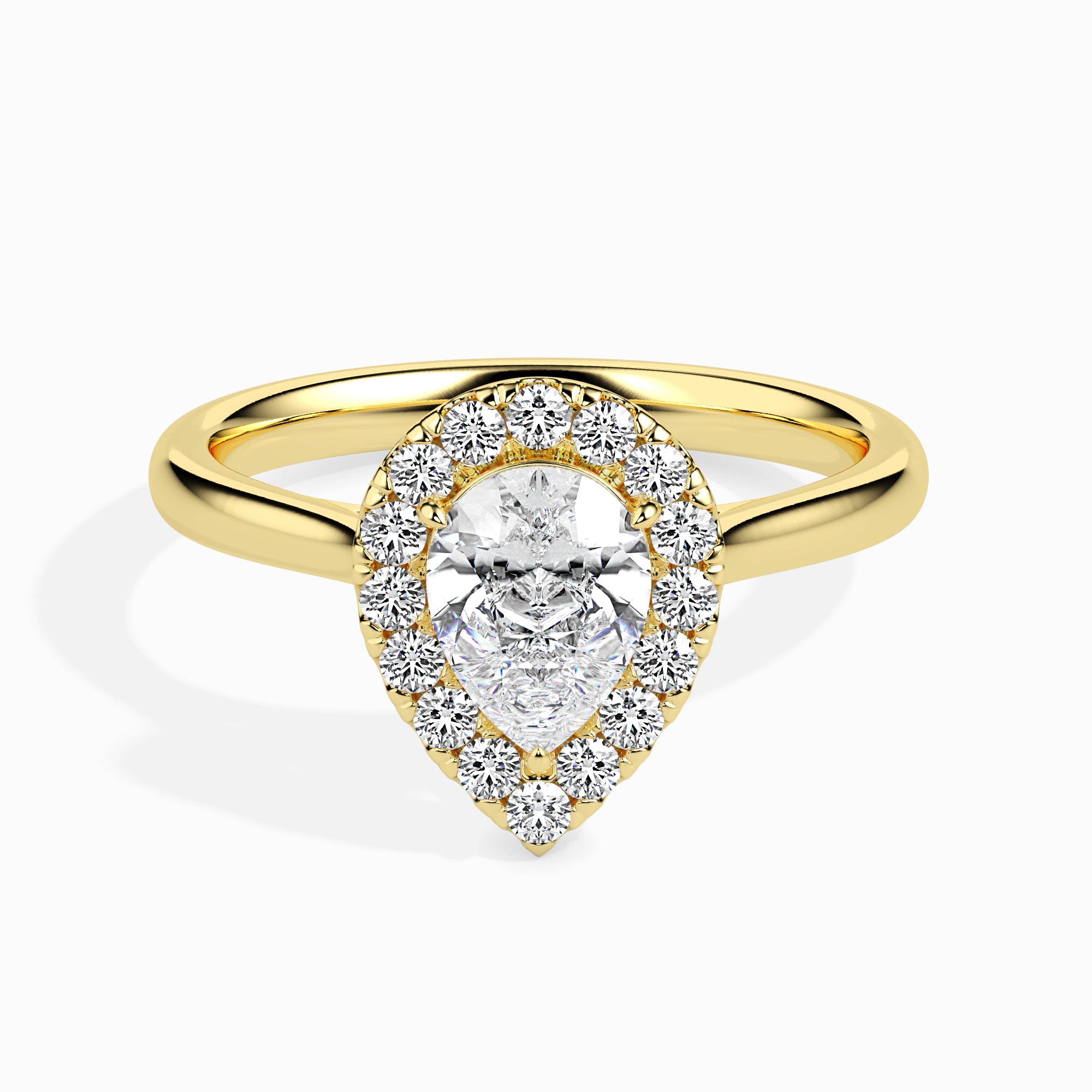 Pear Cut Halo Lab-Grown Diamond Gold Ring