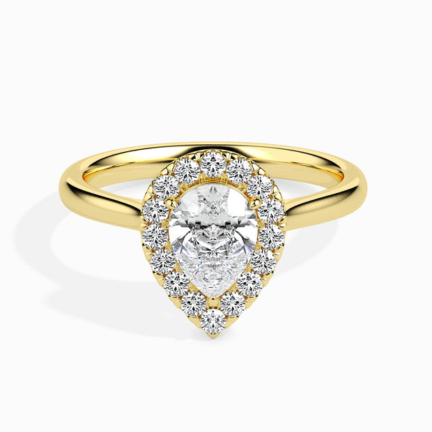 Pear Cut Halo Lab-Grown Diamond Gold Ring