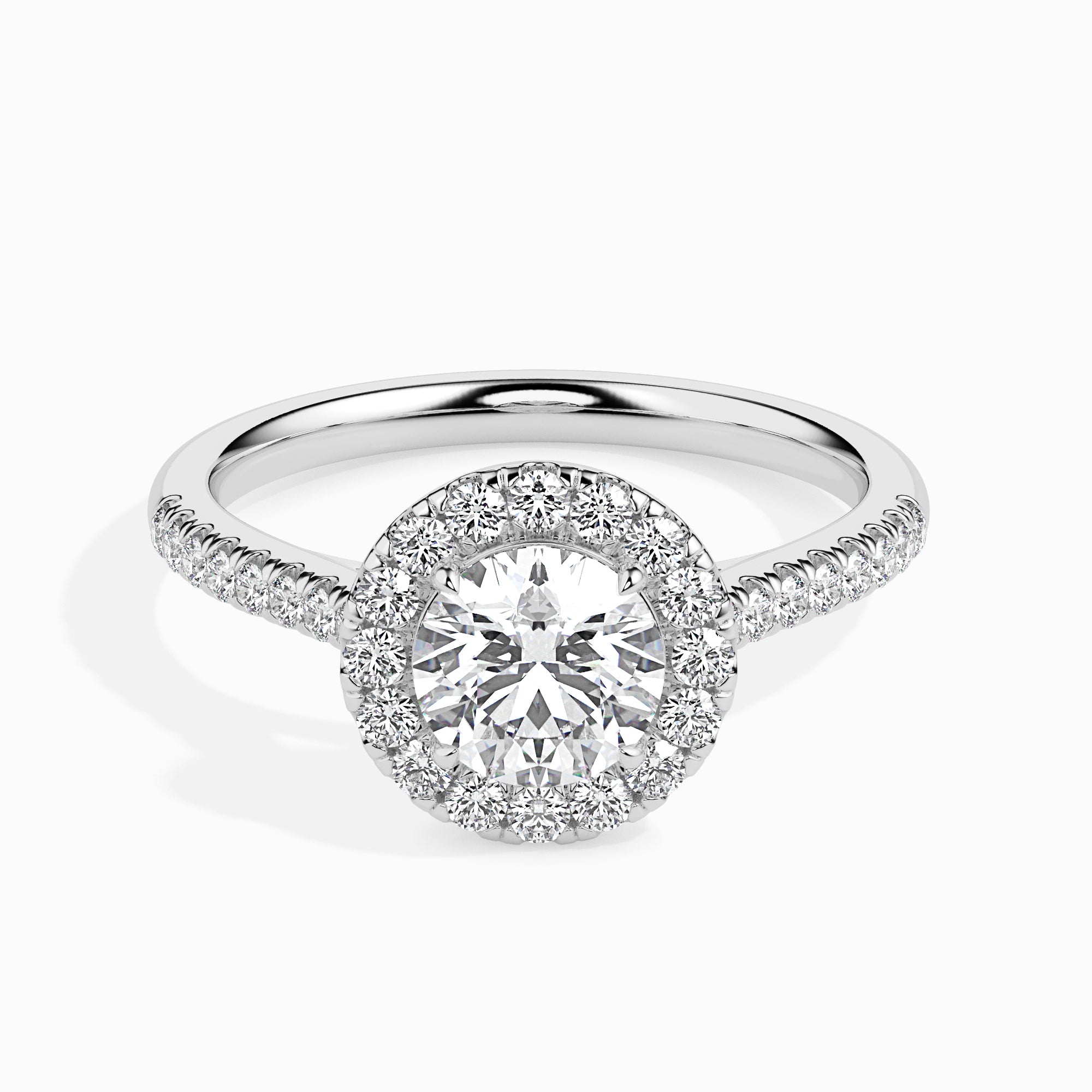 Round Halo Lab-Grown Diamond Gold Ring