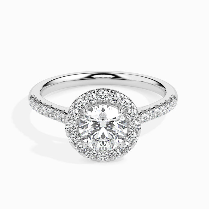 Round Halo Lab-Grown Diamond Gold Ring