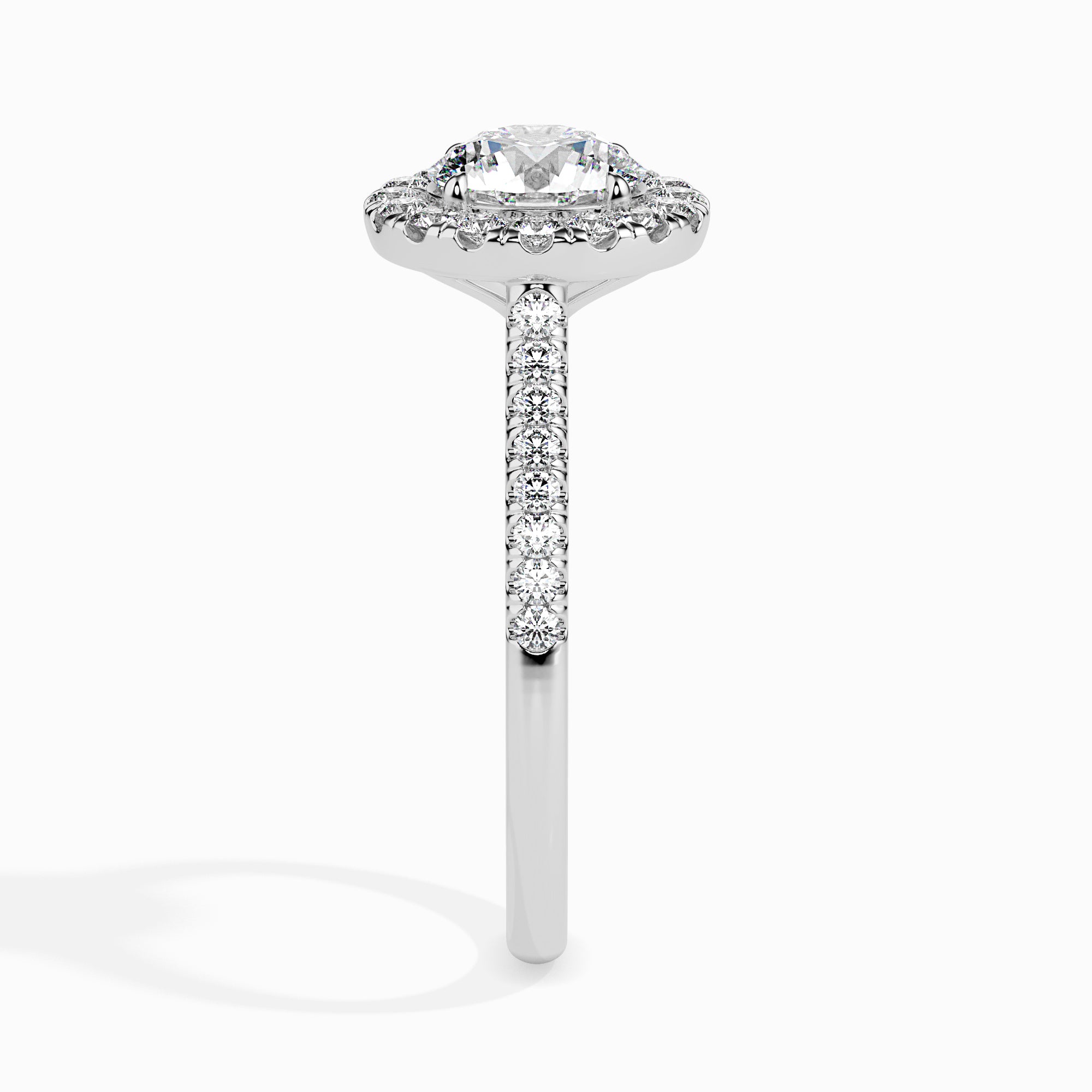 Round Halo Lab-Grown Diamond Gold Ring