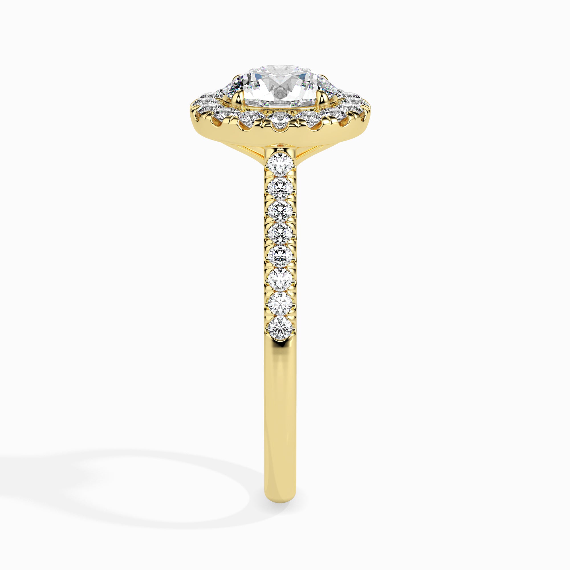 Round Halo Lab-Grown Diamond Gold Ring