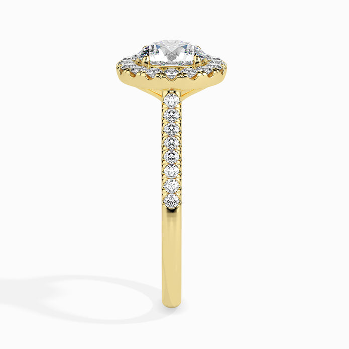 Round Halo Lab-Grown Diamond Gold Ring