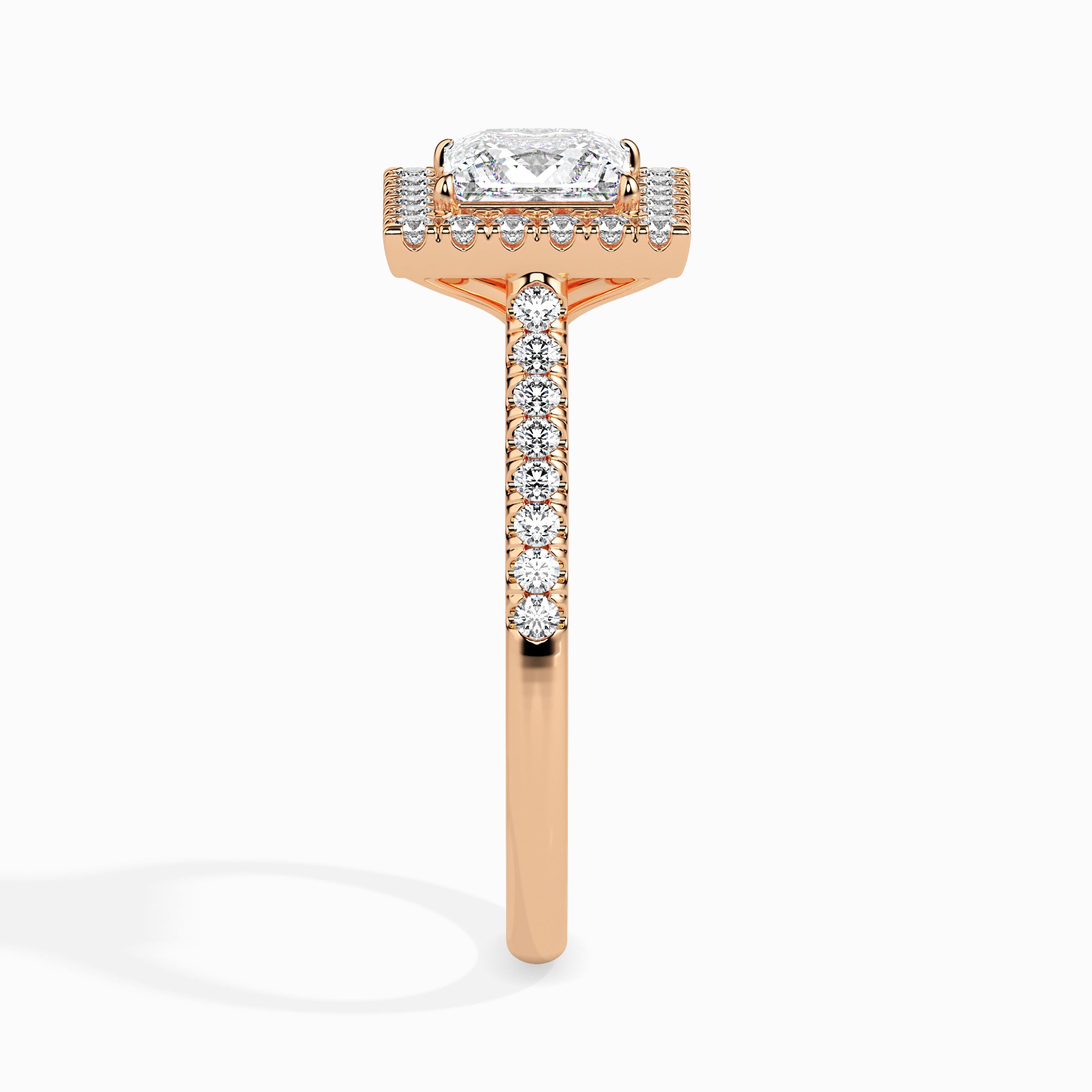 Princess Halo Lab-Grown Diamond Gold Ring