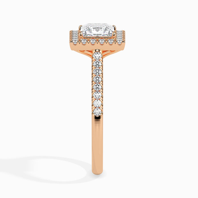 Princess Halo Lab-Grown Diamond Gold Ring