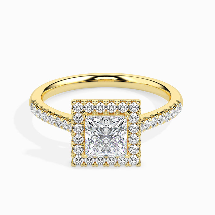 Princess Halo Lab-Grown Diamond Gold Ring