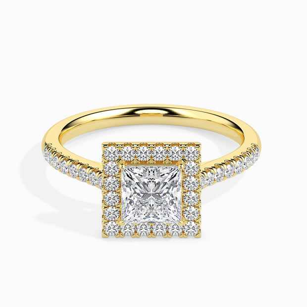 Princess Halo Lab-Grown Diamond Gold Ring