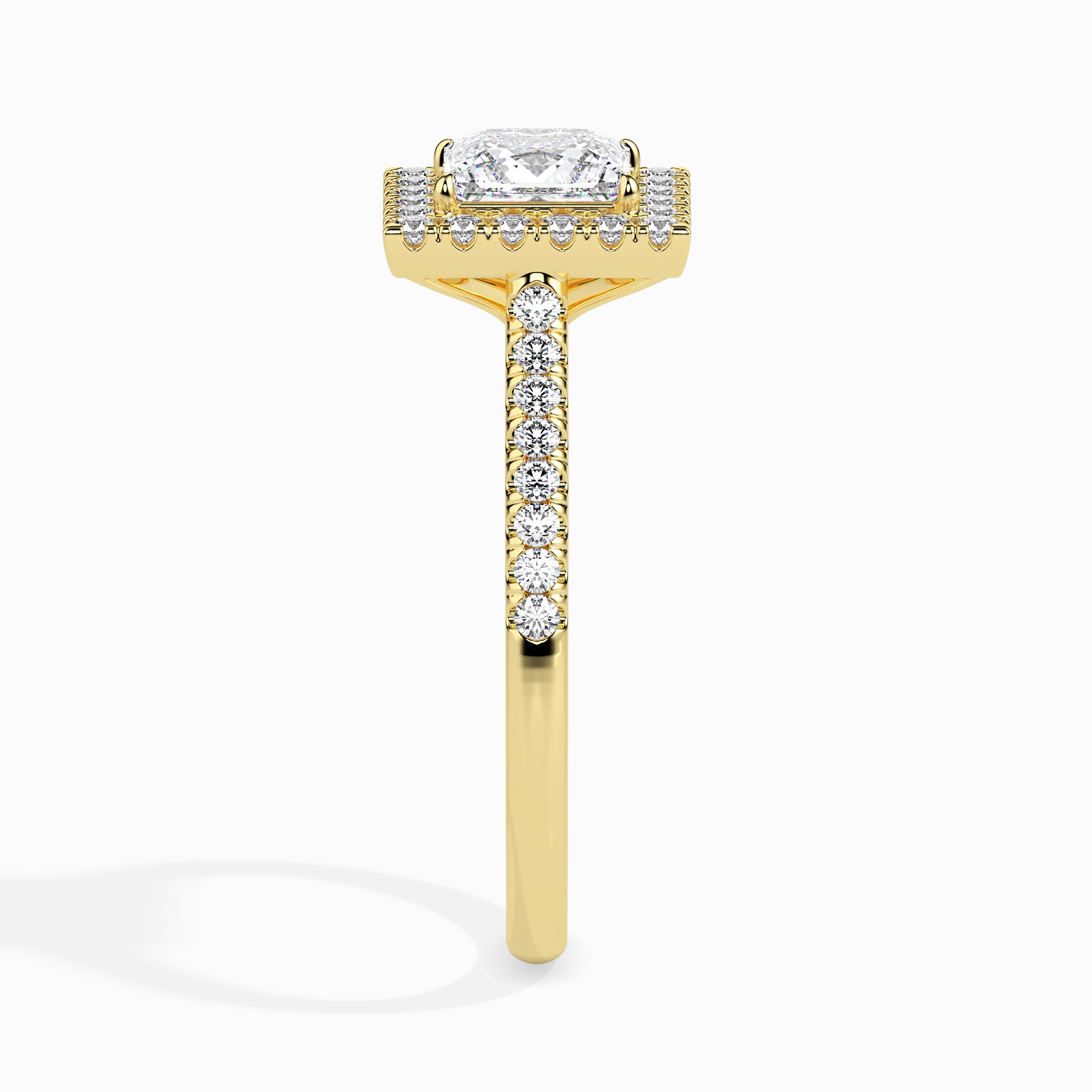 Princess Halo Lab-Grown Diamond Gold Ring