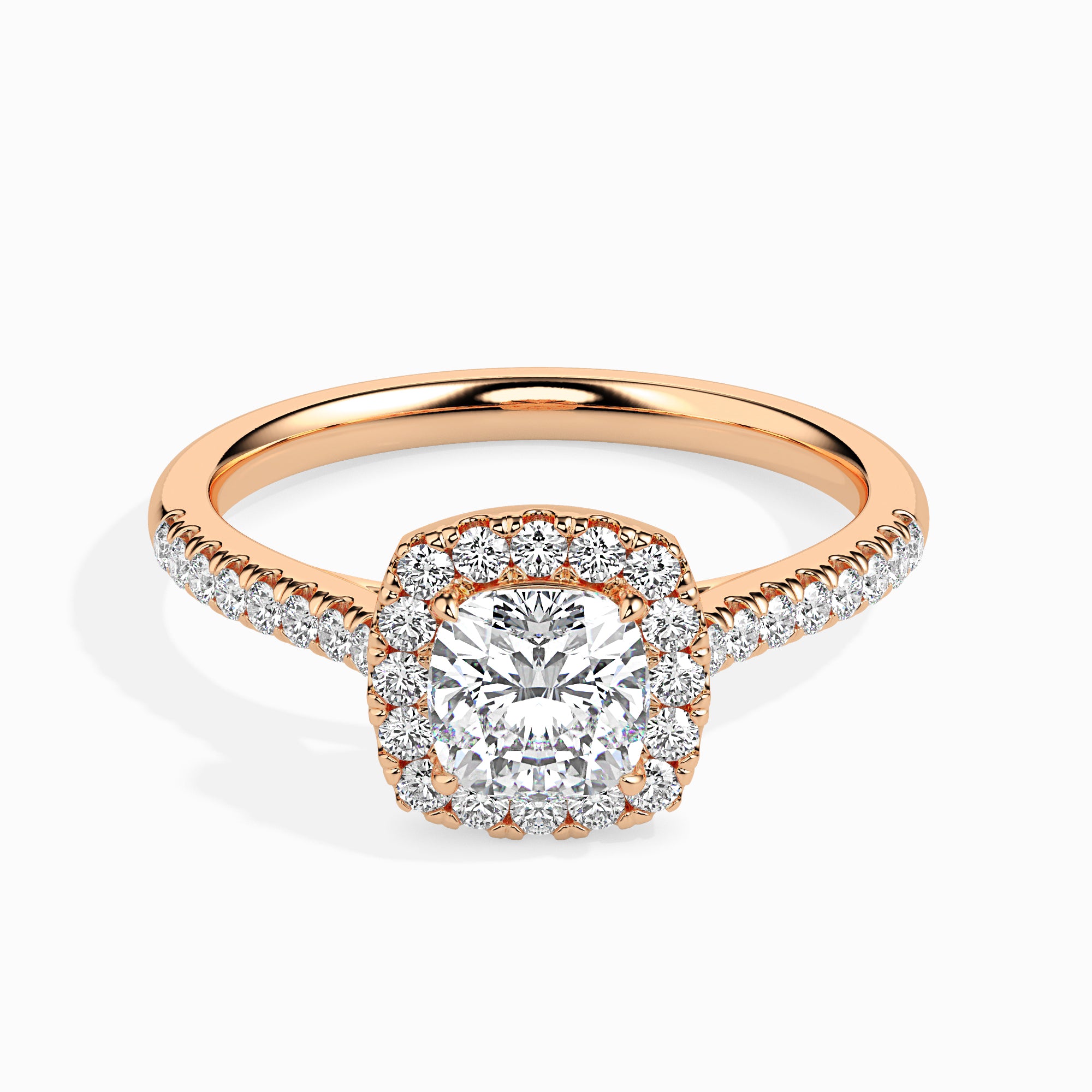 Cushion Halo Lab-Grown Diamond Gold Ring