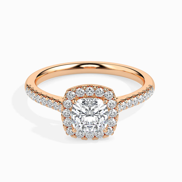 Cushion Halo Lab-Grown Diamond Gold Ring