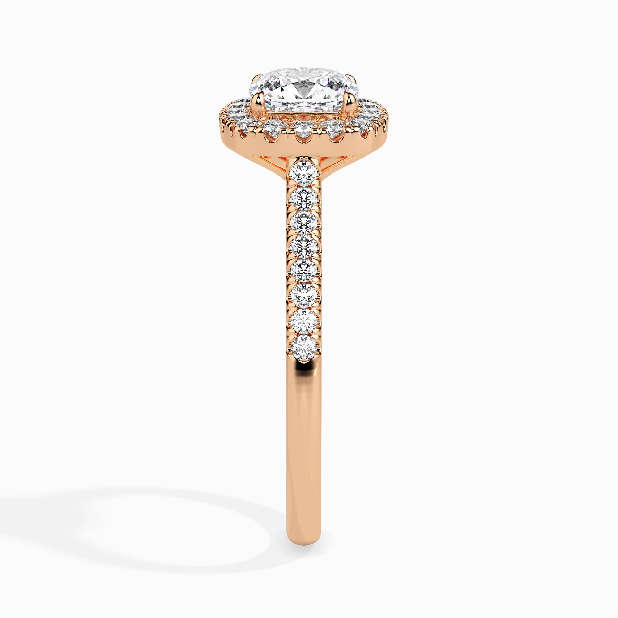 Cushion Halo Lab-Grown Diamond Gold Ring